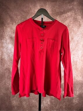 Chaps Red Long Sleeve Henley Shirt XL